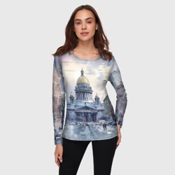 Женский лонгслив 3D Санкт-Петербург зимний город - фото 2