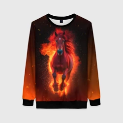 Женский свитшот 3D Огонь а не лошадь