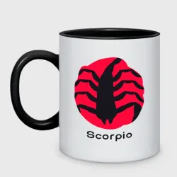 Кружка двухцветная Скорпион на красном