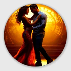 Круглый коврик для мышки Пламя танца кизомба