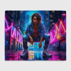 Плед 3D Силуэт мегаполиса с девушкой тверк