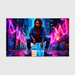 Бумага для упаковки 3D Силуэт мегаполиса с девушкой тверк