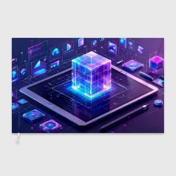 Флаг 3D Цифровой куб: интерфейс будущего