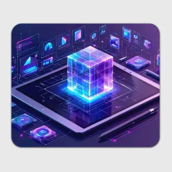 Прямоугольный коврик для мышки Цифровой куб: интерфейс будущего
