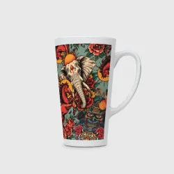 Кружка Латте Красный конь с мифическими животными в стиле тату - фото 2