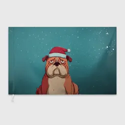 Флаг 3D Новогодний недовольный бульдог 