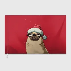 Флаг 3D Новогодний  мопс