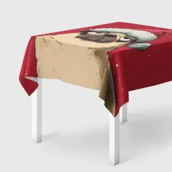 Скатерть 3D Новогодний  мопс
