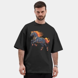 Мужская футболка Oversize хлопок premium Огненная лошадь, символ года 2026 - фото 2