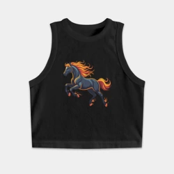 Женская укороченная майка-топ хлопок Огненная лошадь, символ года 2026