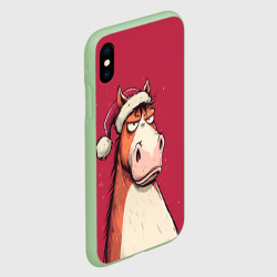 Чехол для iPhone XS Max матовый Комичная новогодняя лошадь - фото 2