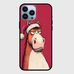 Чехол для iPhone 13 Pro Max Комичная новогодняя лошадь