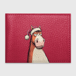 Обложка для студенческого билета Комичная новогодняя лошадь