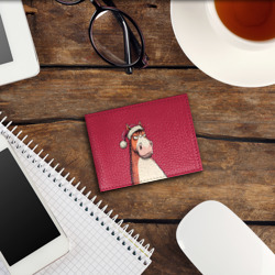 Обложка для студенческого билета Комичная новогодняя лошадь - фото 2