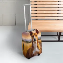 Чехол для чемодана 3D Басенджи на закате саванны - фото 2