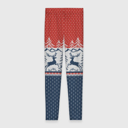 Леггинсы 3D Вязаный узор с оленями