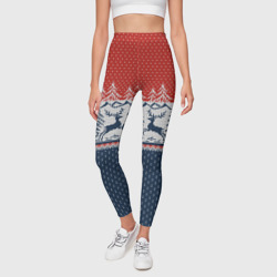 Леггинсы 3D Вязаный узор с оленями - фото 2