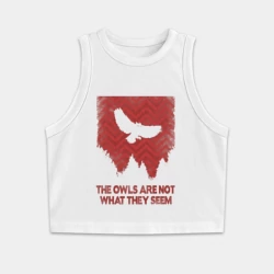 Женская укороченная майка-топ хлопок The owls are not what they seem