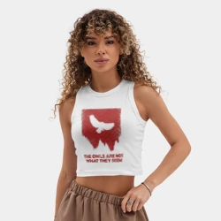 Женская укороченная майка-топ хлопок The owls are not what they seem - фото 2