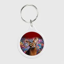 Брелок круглый Abyssinian cat on a graffiti background - ai art fantasy