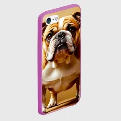 Чехол для iPhone 5/5S матовый Могучий взгляд английского бульдога - фото 2