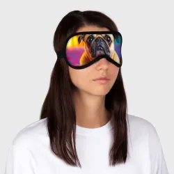Маска для сна 3D Мопс в радуге уюта - фото 2