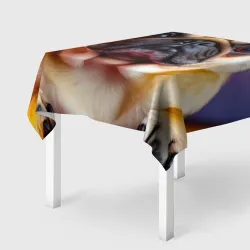 Скатерть 3D Мопс в радуге уюта