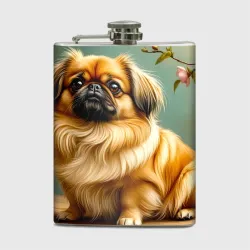 Фляга Пёкинес среди цветущих ветвей