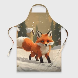 Фартук 3D Лисичка на снежной улице