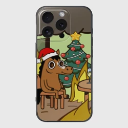 Чехол для iPhone 16 Pro силиконовый с защитой камеры Конь среди огня - this is fine