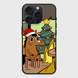 Чехол силиконовый для Apple iPhone 15 Pro Мax матовый Конь среди огня - this is fine