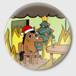 Значок Конь среди огня - this is fine