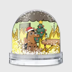 Игрушка Снежный шар Конь среди огня - this is fine