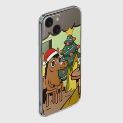 Чехол для iPhone 15 силиконовый с защитой камеры Конь среди огня - this is fine - фото 2