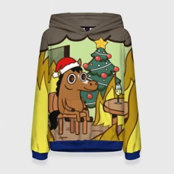 Женская толстовка 3D Конь среди огня - this is fine