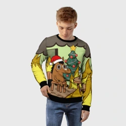 Детский свитшот 3D Конь среди огня - this is fine - фото 2