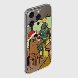 Чехол для iPhone 15 Pro силиконовый с защитой камеры Конь среди огня - this is fine - фото 2