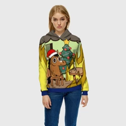 Женская толстовка 3D Конь среди огня - this is fine - фото 2