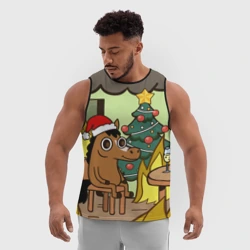 Мужская спортивная майка 3D Конь среди огня - this is fine - фото 2