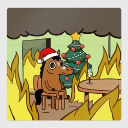 Магнитный плакат 3Х3 Конь среди огня - this is fine