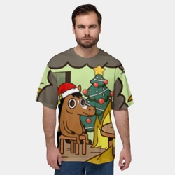 Мужская футболка oversize 3D Конь среди огня - this is fine - фото 2