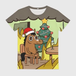 Женская футболка 3D Конь среди огня - this is fine