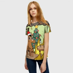 Женская футболка 3D Конь среди огня - this is fine - фото 2