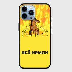 Чехол для iPhone 14 Pro Max Все нормально конь в огне