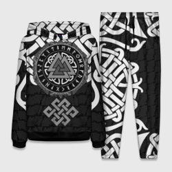 Женский костюм с толстовкой 3D Символика валькнут в орнаменте