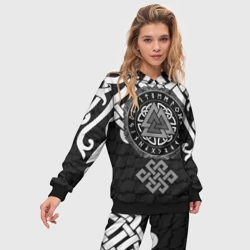 Женский костюм с толстовкой 3D Символика валькнут в орнаменте - фото 2