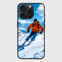 Чехол силиконовый для Apple iPhone 15 Pro Мax матовый Скорость зимнего склона