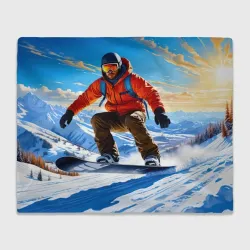Плед 3D Сноубордист на закате