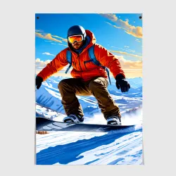Постер Сноубордист на закате