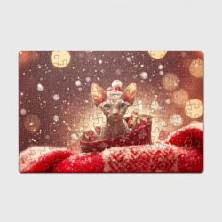 Головоломка Пазл магнитный 126 элементов Сфинкс новогодняя  кошка